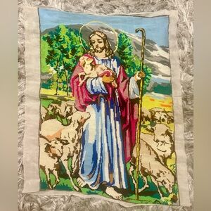 Religious Needlepoint Tapestry — Good Shepherd Design